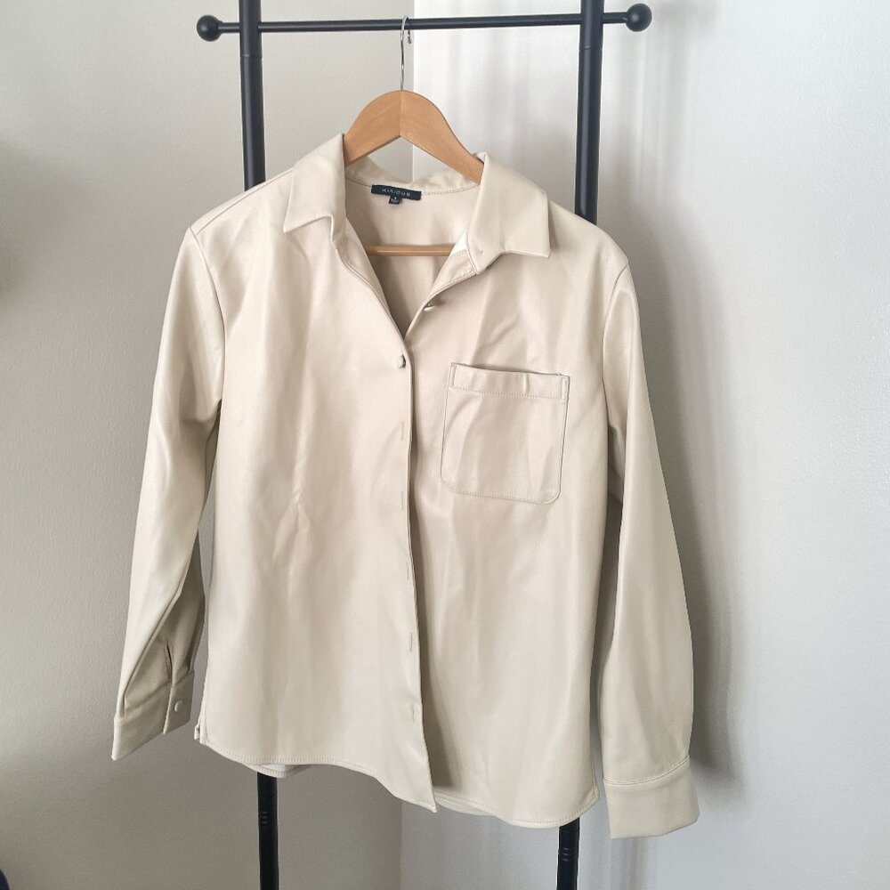 faux leather overshirt / jacket in cream